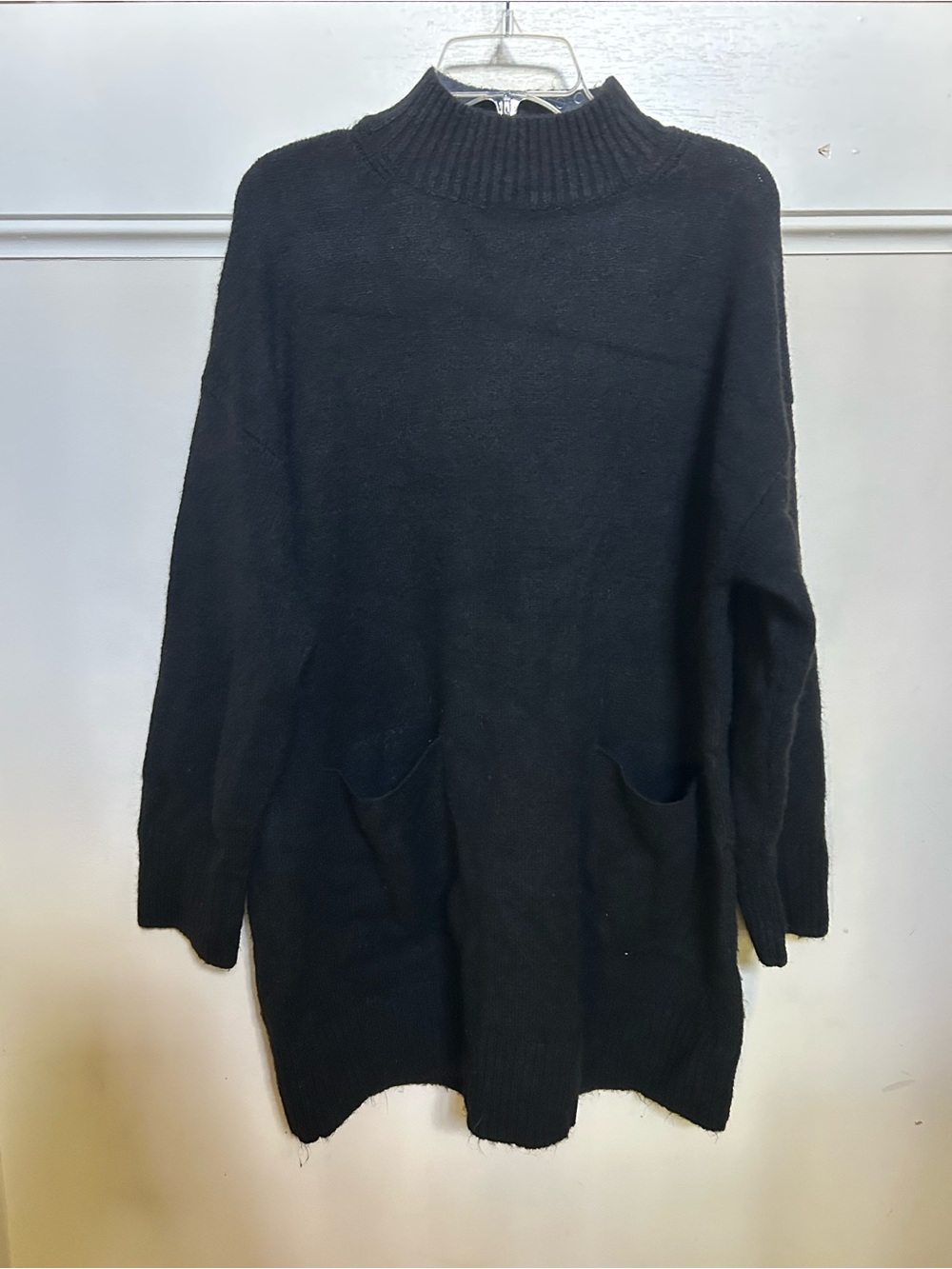 Forever 21 Black Ribbed Cowl Neck Pocket Sweater